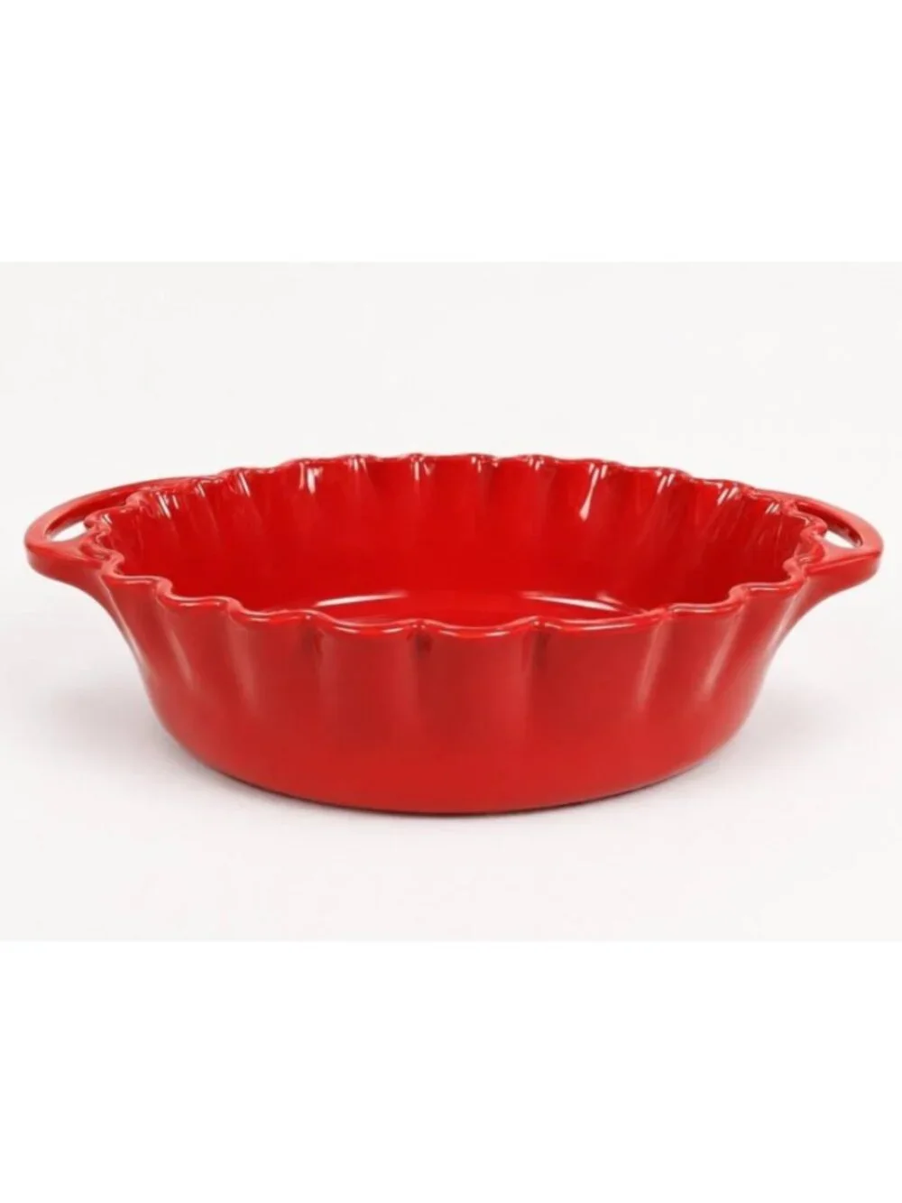 Deltis Portugal NWT Red Oval Stoneware Ruffled Edge Baking Dish, L-14.5